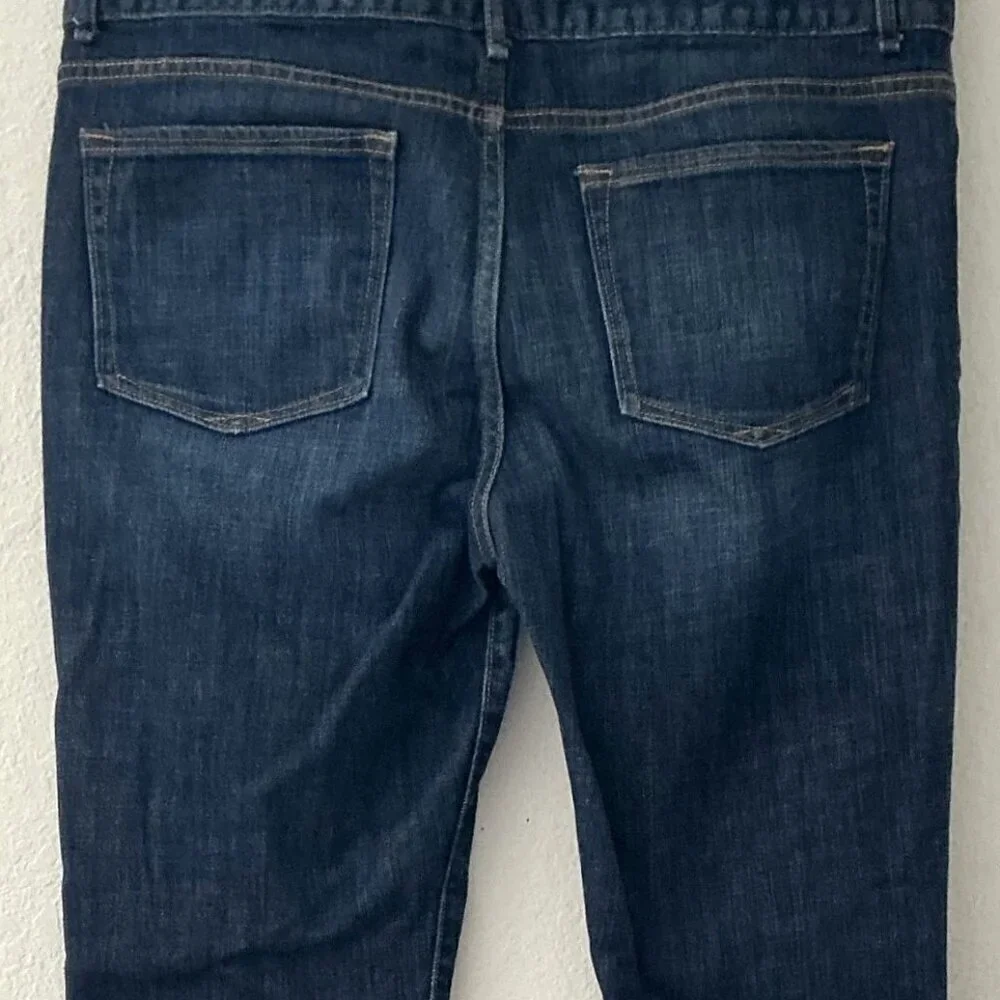 GAP ESSENTIAL BOOTCUT JEANS SIZE 14 / 32R DARK WASH DOUBLE BUTTON STRETCH GREAT